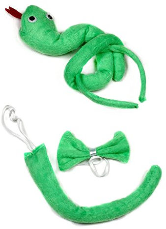 Petitebelle Cutie Green Snake Headband Bowtie Tail 3pc Costume (Green Snake)