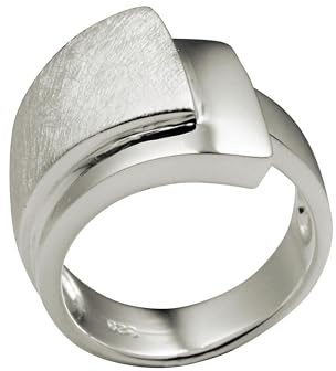 SILBERMOOS XL XXL Ringe in großen Größen Eleganter Damen Ring doppelter Bandring gebürstet glänzend breit 925 Sterling Silber Größen 64, 66, 68, 70