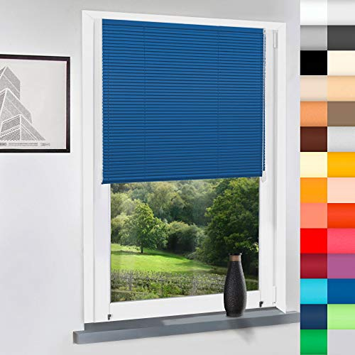 Aluminium Jalousie nach Maß, Endloskette, Kette, Monocomando, Maßanfertigung, für Fenster und Türen, Alu, Fenster, Klemmfix ohne Bohren (Blau, Höhe: 100cm x Breite: 60cm)