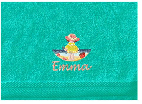 Besticktes Gästehandtuch Kinderhandtuch mit Strand-Motiv und Name | Handtuch in mehreren Farben mit verschiedenen Stickmotiven
