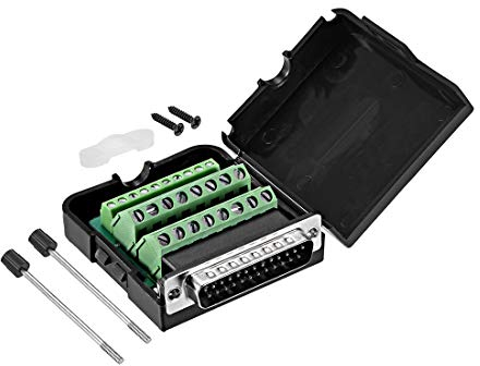 sourcing map D-Sub DB25 Ausbruch Brett Anschluss mit 25-poligem 2-reihigen Stecker lötfreien Anschlussanschlussadapter mit Rändelschrauben