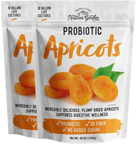Nature's Garden Probiotic Apricots - Dried Fruit, Plump Dried, No Added Sugar, Gluten-Free, Dairy-Free, Vegan – Bulk 40 Oz Bag (Pack of 2)