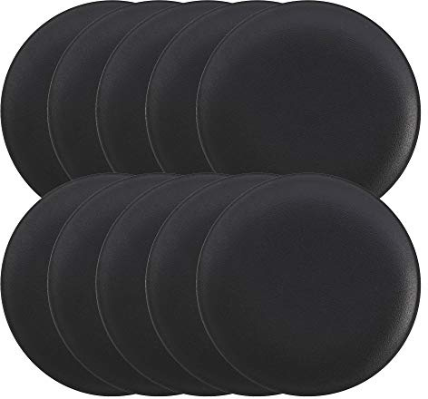 Maxwell & Williams Caviar Black Teller, Speiseteller, Premium-Keramik, Schwarz, 27 cm, AX0068, 10er Set