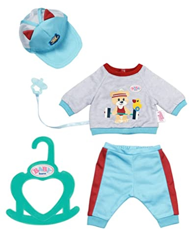 BABY Born Little Sport Outfit, Set aus Puppenkleidung mit Kappe, Hose, Shirt und Schnuller, für 36 cm Puppen, 831878 Zapf Creation