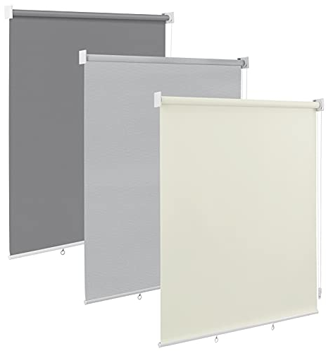 WOLTU Store Enroulable d'Extérieur avec Chaîne, Brise-Vue Vertical Résistant aux Intempéries avec Protection UV et Isolation Thermique, pour Balcon, Terrasse ou Fenêtre, Beige 140x140 cm