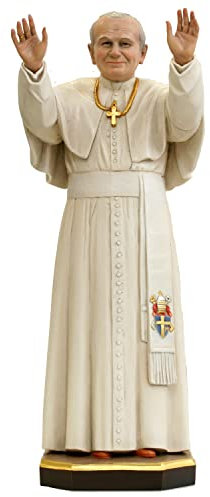Statue Papst Johannes Paul der II H 20 cm Heiligenfigur Holz geschnitzt Holzfigur aus Ahornholz