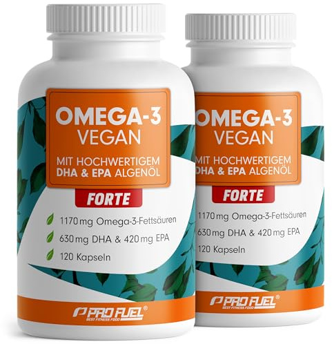 Omega-3 vegan INTENSE - 240 Kapseln - 2000 mg Algenöl pro Tag - hochdosiert mit 630mg DHA + 420 mg EPA - vegane Omega-3 Algenöl Kapseln - DHA:EPA Verhältnis 3:2 - laborgeprüft mit Analyse-Zertifikat