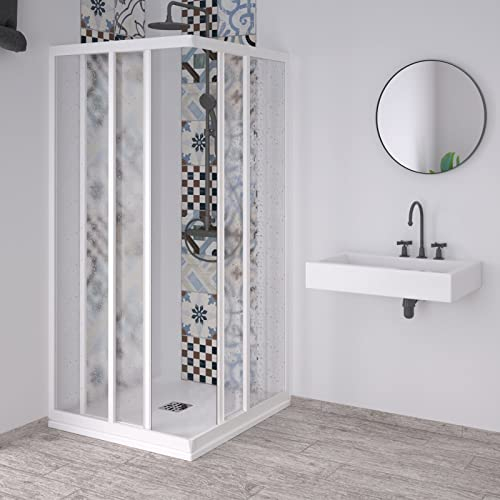 Decorspace - Mampara de ducha angular Acril de acrílico con perfiles de PVC apertura central reducible Made in Italy garantizado 10 años (70 x 100 cm)