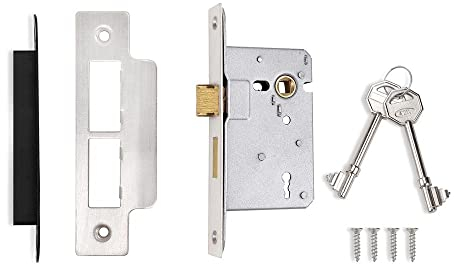 Probrico 3 Mortice Sashlock with Key, Security Mortice Sash Deadbolt Lock, Deadbolt Locks with Keys for External Doors, 1 Pack