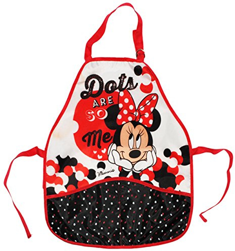 alles-meine.de GmbH Kinderschürze - Minnie Mouse mit 2 Taschen - Größenverstellbar Schürze Mädchen beschichtet Punkte gepunktet Mickey Micky Maus