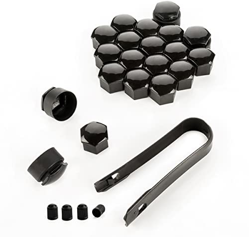 LST 20x Felgen Radschraube Abdeckkappen 17 mm Schwarz glänzend diebstahlhemmend