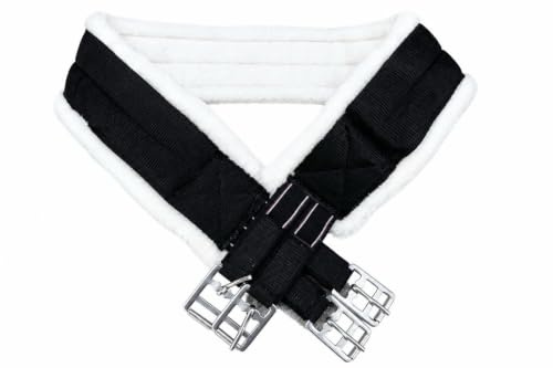Equipride Sottosella sintetico in pelliccia di visone/teddy super morbido elasticizzato su entrambi i lati (125 cm, Nero)