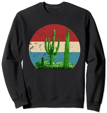 Retro Saguaro Sunset Funny Cactus Opuntia Cactaceae Lovers Sweatshirt
