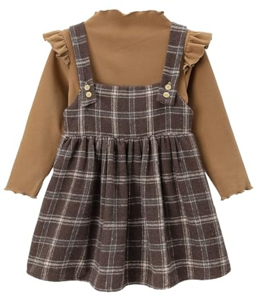 Miipat Bambino Ragazze Vestiti Manica Lunga Top Vestito Ragazza Caduta 2pcs Completini e Coordinati per Bambina Bretelle Gonna Body Set 120 4-5 Anni