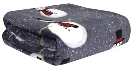 Weihnachten Kuscheldecke Flauschig Decke Fleecedecke - Wohndecke Warm Winter Weich Schneemann Sofadecke Decke Couch Blanket Wohn- & Kuscheldecken Sofa überwurfdecke (Grau, 130x 150cm)