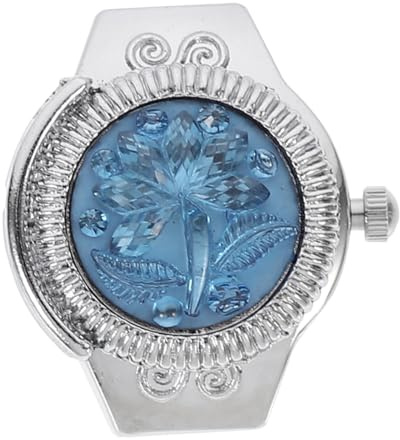 PartyKindom Elegante Damen Kleiner Uhr als Schmuckuhr aus Blauer Zinklegierung Kreative Fingeruhr mit Rundem Ring Leicht zu Tragen und Dekorativ für Alltag