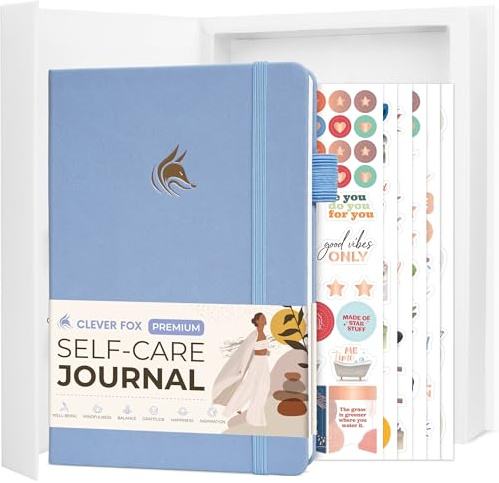 Clever Fox Självvård Journal Premium – Daglig tacksamhet och psykisk hälsa anteckningsbok för kvinnor – reflektion & personlig utvecklingsdagbok (Periwinkle)