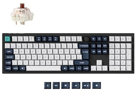 Keychron Q6 Max QMK/VIA 2,4 GHz/Bluetooth Kabellose mechanische Tastatur, deutsche DE-ISO Full Size programmierbare Knöpfe RGB Hintergrundbeleuchtung Hot-Swappable Gateron Braun Schalter
