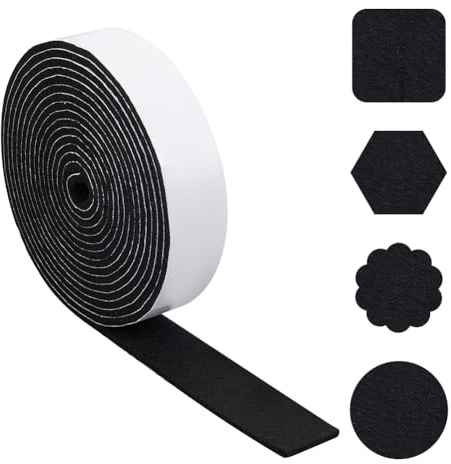 NBEADS Cinta de Fieltro Autoadhesiva de 500x4cm, Tira de Fieltro Adhesiva Negra con Parte Posterior Pegajosa para Proteger Pisos de Madera Protectores de Pared para Sillas, 5mm de Espesor