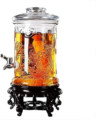 WHITEUQ Distributeur de Boissons à Tour de bière Distributeur de bière en Verre 5L/6L Distributeur de Boissons Froides avec Robinet sans Fuite et Couvercle en Verre (Une Couleur 5L)
