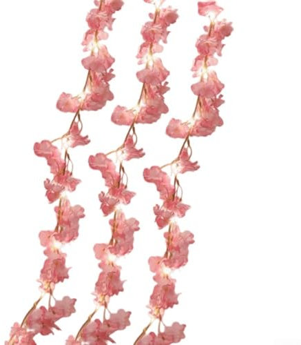 Oniissy Künstliche Blumen-Lichterkette, rosa für Kirschblüten-Lichter, 20 LEDs, batteriebetrieben, dekorative Lichter, für Hochzeit, Zuhause, Garten, Party, Dekoration