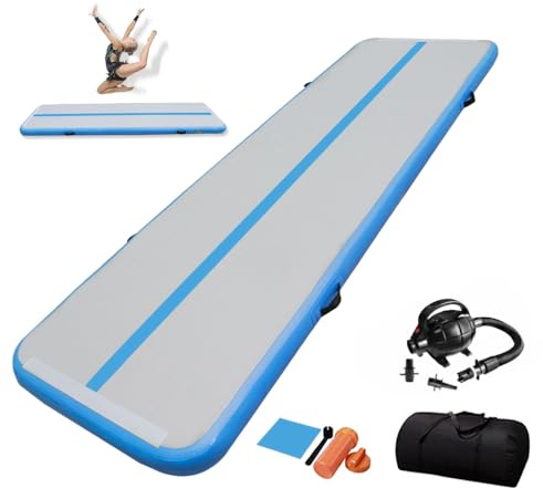 Dwzdd Gymnastik Air matte Track, 3 m/4 m/5 m/6 m Gymnastikmatte für Kinder, Turnmatte Aufblasbare Tumble Strecke für Zuhause/Fitnessstudio/Training/Cheerleading/Wasse