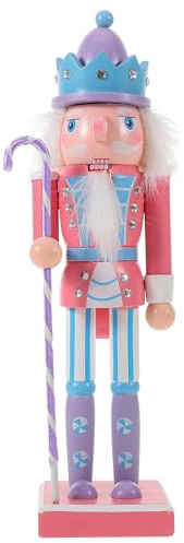 Gatuida Nutcracker Christmas Decorations: 25cm Nutcracker Soldier Candy Cane Wooden Figure Soldier Puppet Staff Figurine Candy Decoration for Xmas Party Favor Indoor Decor