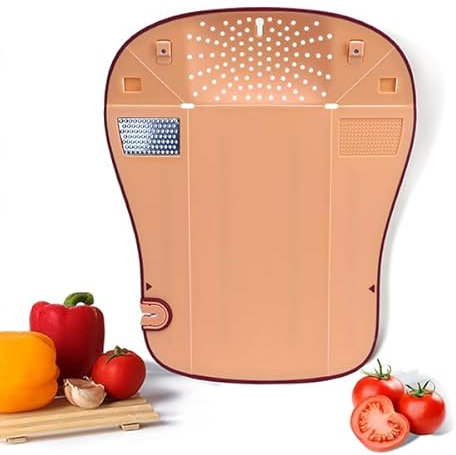 ANJUKE Folding Plastic Chopping Board (33 * 40cm) Non-Slip, BPA-Free, with Grinder, Sieve & Knife Sharpener,Best Kitchen Gifts