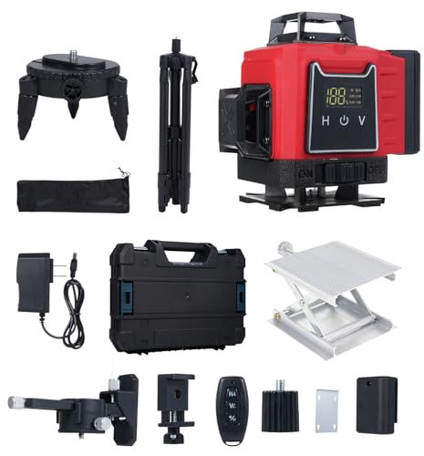 Vislone - Livella laser multifunzione 4D a linee incrociate con treppiede, 16 linee, IP54, batteria da 2400 mAh, treppiedi da 2 + 1 m, per cantieri/decorazione di interni