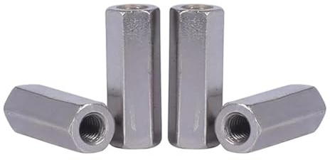 1 Stück Feingewinde M8-M20 304 Edelstahl Sechskantstange Kupplungsmuttern Abstandshalter Lange Sechskantmutter, Silber, M20x1,5x65mm