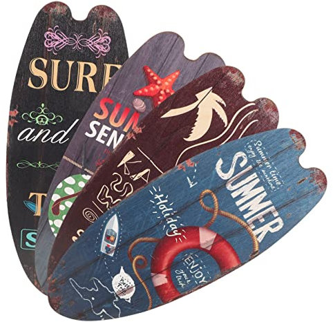 Happyyami 4stücke Surfbrett-wanddeko Aus Holz Strandhausdeko Hölzernes Surfbrettschild Wanddeko Mit Surfbrett Barschilder Für Zuhause Nautische Dekoration Für Wohnzimmer Und Bad
