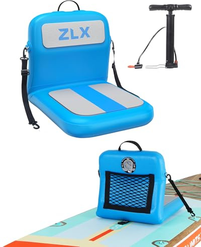 ZLX Sup Sitz 45x54x40cm,Paddle Board Sitz mit Rückenlehne,Tragbarer Kajak Sitz, Universeller Aufblasbarer sitz für stand up paddle,Outdoor Angeln,Kajak Camping,Ruderboot, Belly-Boat