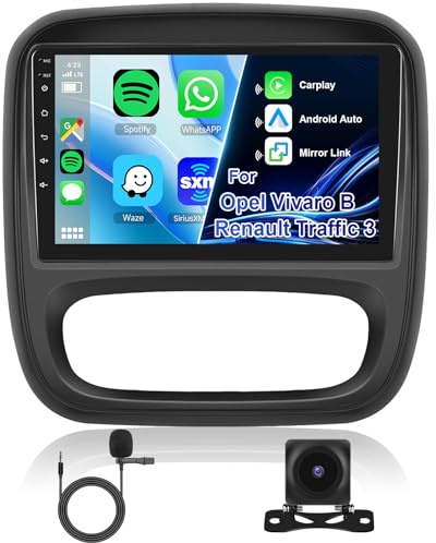8 Core 4G+64GB Autoradio per Opel Vivaro B 2014-2018 e Renault Traffic 3 2014-2021 Android 9 Pollici Touch Screen GPS Carplay Android Auto, 2 Din Radio Bluetooth DSP WiFi RDS Retrocamera Hodozzy
