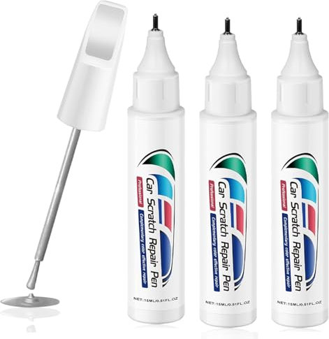 ACAREY 3 Stück Lackstift Silber Auto, Kratzer Entferner Auto, Autolack, Lackstift Silber Glänzend, Schnelltrocknend und Präzise Reparatur, für Auto, Felgen Reparaturset, Lack glänzend