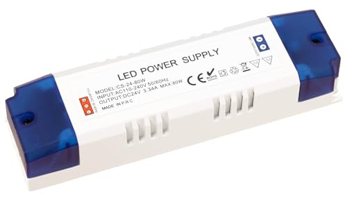 MEEKBOS Trasformatore 220V 24V, 80W 3.3A Alimentatore AC a DC, Senza Carico Minimo, Senza Sfarfallio, Senza Rumore, Compatibile con G4, GU5.3, MR11, MR16, Strisce LED