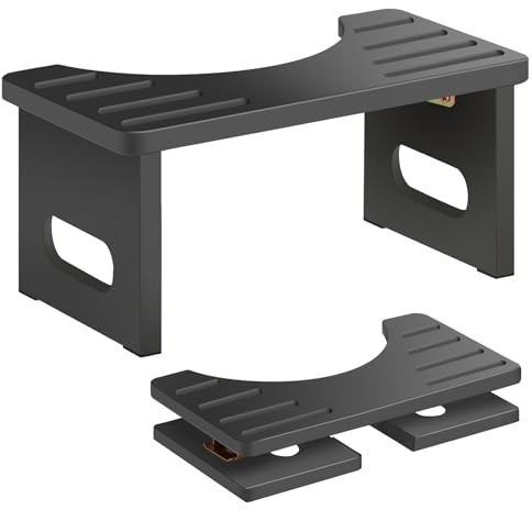 WAWOHERRNS Tabouret de toilette, en bois, robuste, pliable, pour adulte, noir