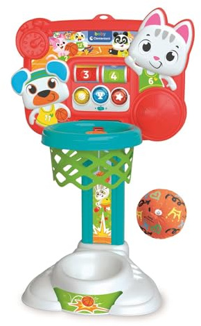 Baby Clementoni Interaktiver Basketball-Korb - Mit interaktiver Spielstand-Tafel & Haken zum Aufhängen - Babyspielzeug ab 18 Monate für Motorik & Geschicklichkeit - 17589