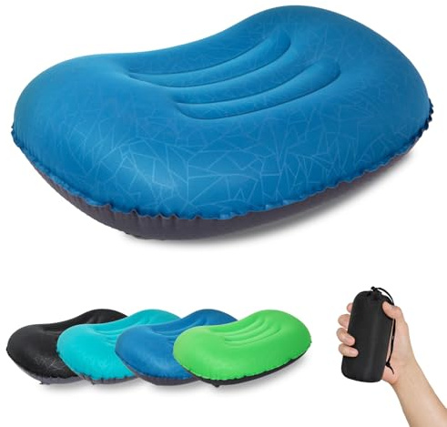 ATEPA Inflatable Camping Pillow, Ultralight Waterproof Travel Pillow with Ergonomic Support & Leak-Proof Air Valve, Compact Portable Pillow for Hiking Backpacking Tent Airplane Beach, Navy