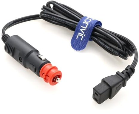 Eonvic 12V/24V Car Fridge Power Supply Cable Cigarette Lighter Plug Car Extension Cable for Cool Box Dometic, Alpicool, Waeco CF, ARB, Setpower, ICECO, Mobicool FR40 (S-1.5M)