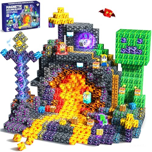 Pourbibi Bloques Magneticos Construccion Niños,150 Piezas Magneticas Niños,Juguetes Niños 3 Años,Piezas Construcciones Magneticas,Juguete Creativo Montessori para 3 4 5 6 7 8 9 10 Años