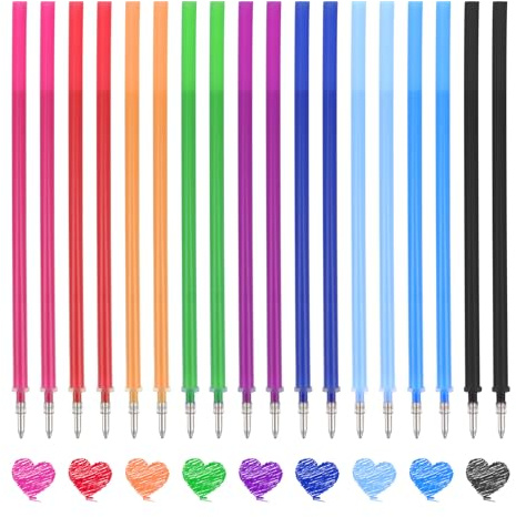 18 Stück Radierbare Ersatzminen, Kompatibel mit Legami, 0.7mm, Höhe 13 cm | Nachfüllminen mit radierbarer Tinte in 9 Farben, geeignet für Entwürfe, Notizen und Zeichnungen (0.7 mm)