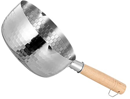 EPIGEIST Pentola per Latte in Acciaio con Manico in Legno Piccola Pentola Zuppa Spessa e per Cottura Latte Zuppe e Alimenti per Versatile e Sicura per Cucina Domestica