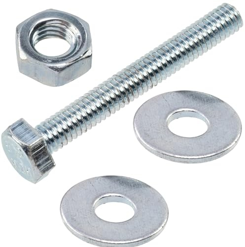 AERZETIX - Kit di 25 bulloni M4x30mm con testa esagonale + 50 rondelle larghe M4x12mm + 25 dadi esagonali M4 per fai da te e fissaggio leggero | in acciaio