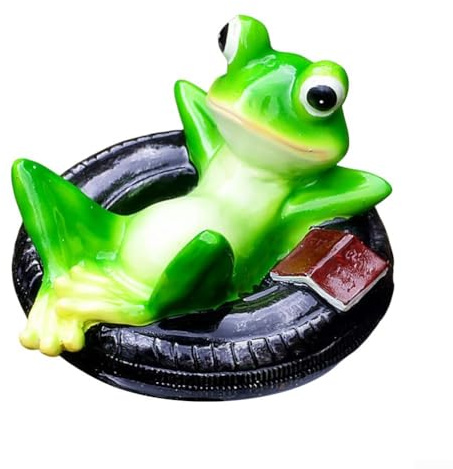 Oniissy Charmante Mini-Teichdekoration mit bezauberndem Tier-Design für Garten und Terrasse, für langlebige Harz-Statue, wetterfest, für alle Jahreszeiten, ideal für Gärtner