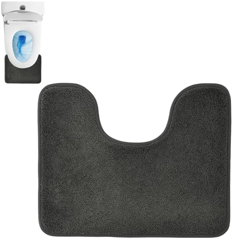 YgonziRuvc Toilet Mat, U-Shaped Non-Slip Pedestal Mat for Toilet, Soft Absorbent Bathroom Mat, Black Toilet Rug for Modern Bathrooms, Ideal for High-Traffic Areas