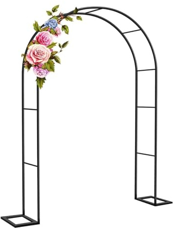 Arche de jardin d'extérieur en métal – Arche tubulaire solide pour plantes grimpantes – Assemblage facile stable pour mariages, fêtes et événements – Parfait pour les entrées, terrasses et décorations