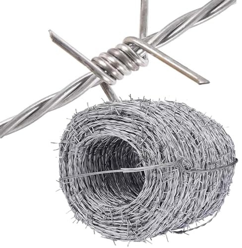 Multi-Use Barbed Wire Fencing, 4-Point Galvanized Steel, Easy Installation, 2.5mm Thickness, 30m (98ft) for Garden, Walls, Animal Deterrent