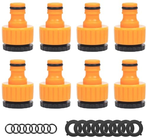 GESDYO Paquete de 8 adaptadores de conector de grifo 2 en 1 – 3/10.2 cm y 1/5.1 cm BSP roscado grifo a adaptador de manguera de jardín, conector de grifo de plástico ABS para manguera