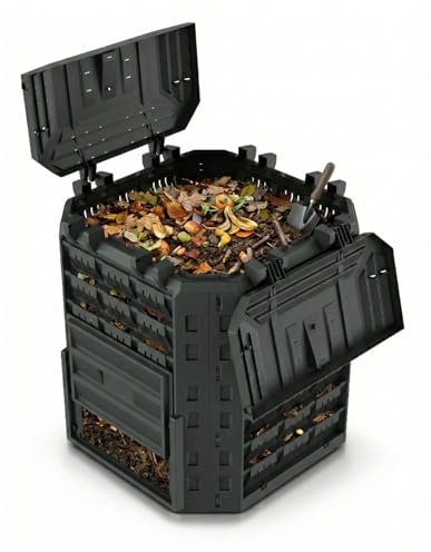Prosperplast Composteur Compobox 310 L – Composteur de jardin en plastique robuste, montage facile, grande ouverture de remplissage, ventilation pour compost rapide, idéal pour les déchets de cuisine
