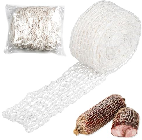 Audio frequency% Malla para Carne en Rollo de 10m, 18 Agujeros - Red Elástica Blanca para Cocinar, Curar y Conservar Jamón, Carnes Asadas y Embutidos